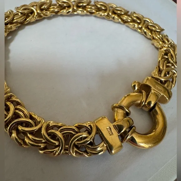 Paolo Romeo Italian Gold Over 925 Silver Byzantine Chain Bracelet - Picture 4 of 12